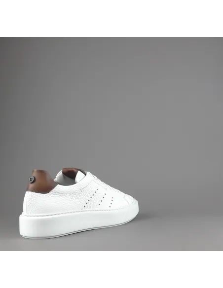 Barrett - - Sneakers Uomo Vitello Bottalato Bianco Spoiler Cuoio Prezzo 320,00