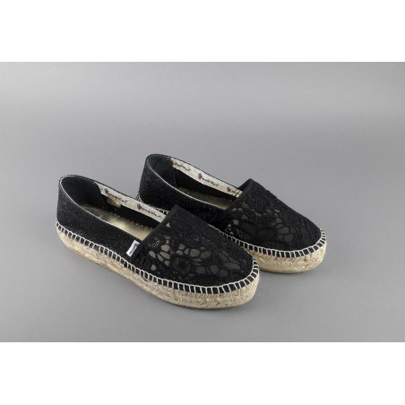 Espadrilles Scarpa Donna Merletto E Glitter Nero Prezzo 110,00