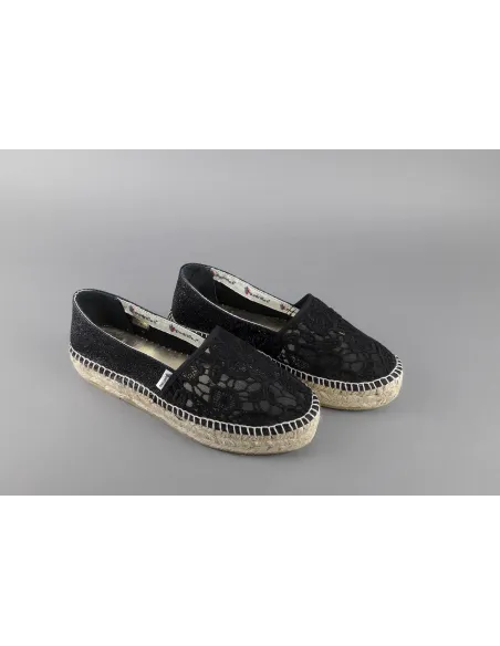 Espadrilles Scarpa Donna Merletto E Glitter Nero Prezzo 110,00