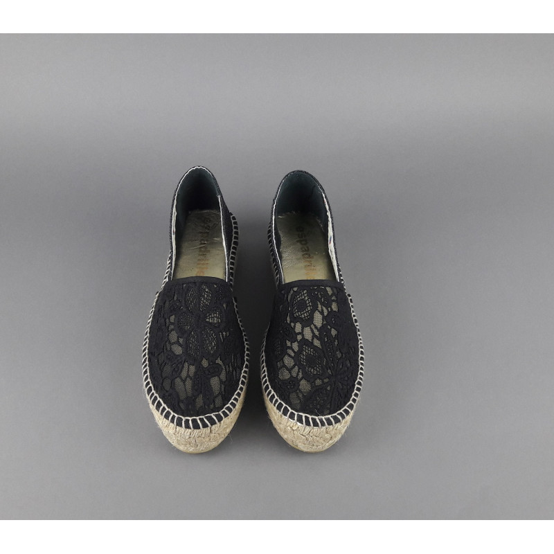 Espadrilles Scarpa Donna Merletto E Glitter Nero Prezzo 110,00