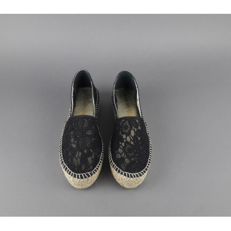 Espadrilles Scarpa Donna Merletto E Glitter Nero Prezzo 110,00