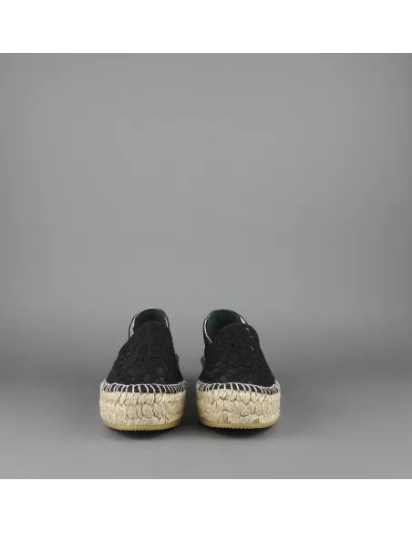 Espadrilles Scarpa Donna Merletto E Glitter Nero Prezzo 110,00