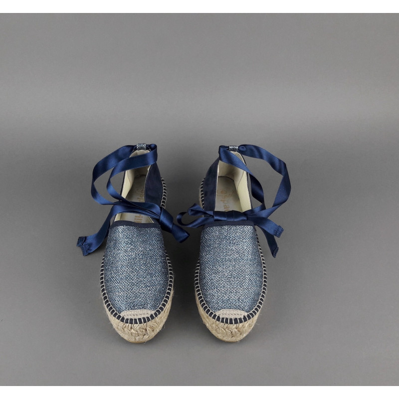 Espadrilles Scarpa Donna Tessuto Lurex E Camoscio Blu Prezzo 105,00