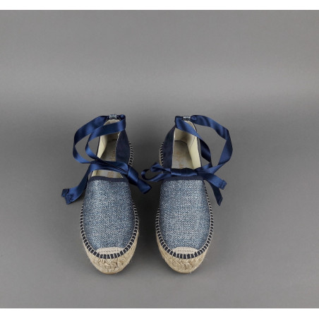 Espadrilles Scarpa Donna Tessuto Lurex E Camoscio Blu Prezzo 105,00