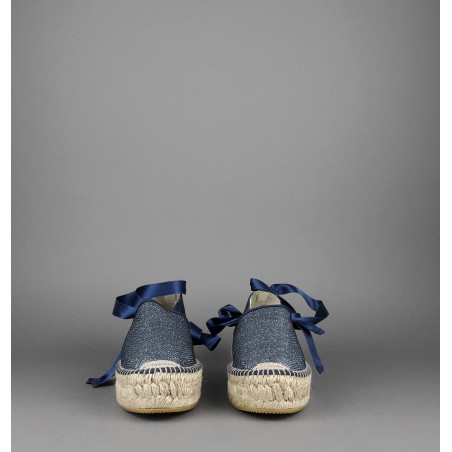 Espadrilles Scarpa Donna Tessuto Lurex E Camoscio Blu Prezzo 105,00