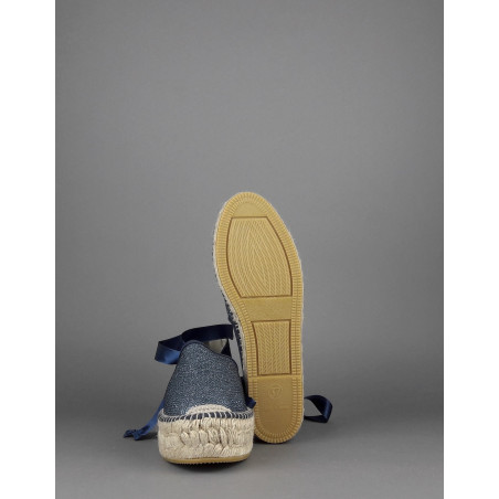 Espadrilles Scarpa Donna Tessuto Lurex E Camoscio Blu Prezzo 105,00