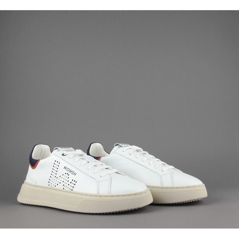 Womsh - - Sneakers Uomo Snik Pelle Bianco Blu Scuro Prezzo 220,00