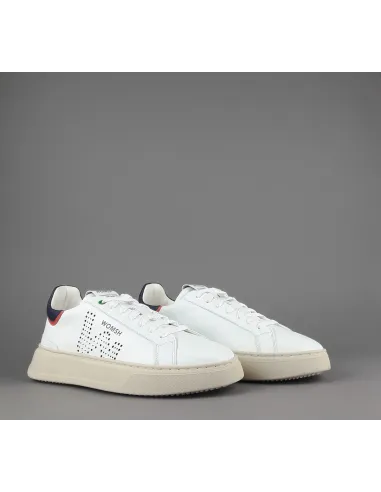 Womsh Sneakers Uomo Snik Pelle Bianco Blu Scuro Prezzo 220,00