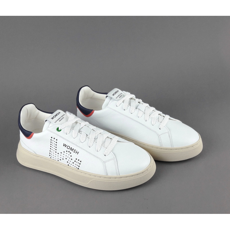 Womsh - - Sneakers Uomo Snik Pelle Bianco Blu Scuro Prezzo 220,00