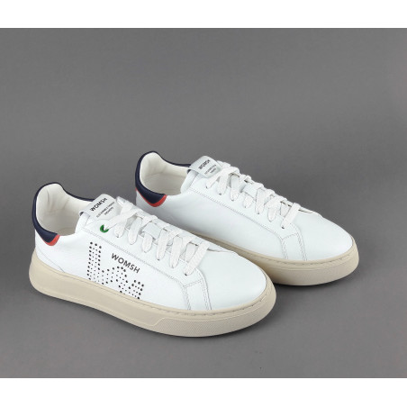 Womsh - - Sneakers Uomo Snik Pelle Bianco Blu Scuro Prezzo 220,00
