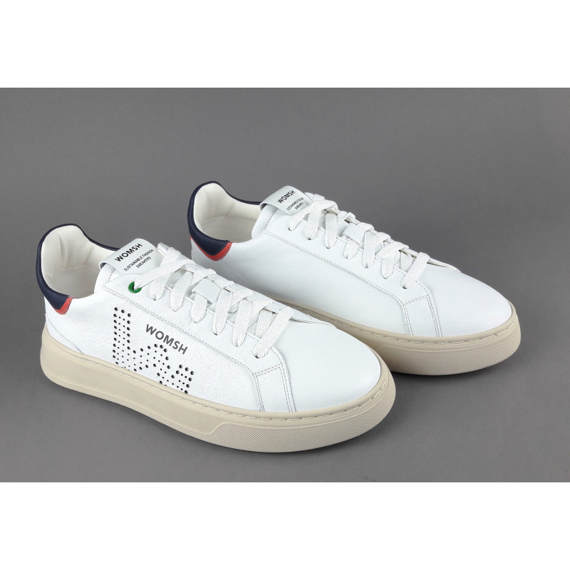 Womsh - - Sneakers Uomo Snik Pelle Bianco Blu Scuro Prezzo 220,00