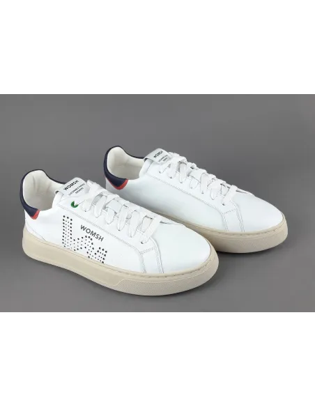 Womsh - - Sneakers Uomo Snik Pelle Bianco Blu Scuro Prezzo 220,00