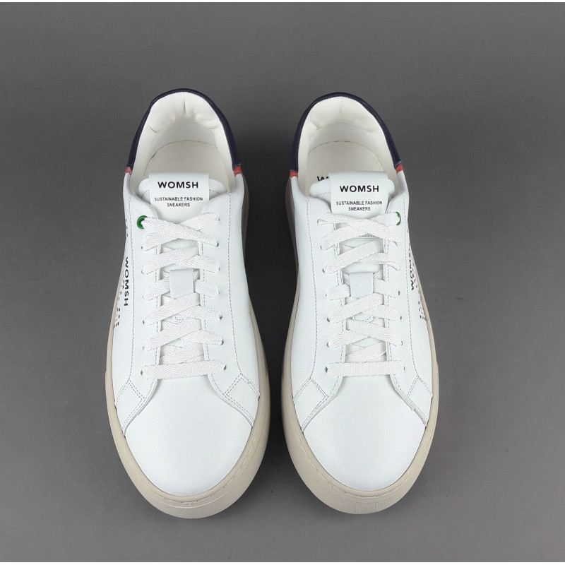 Womsh - - Sneakers Uomo Snik Pelle Bianco Blu Scuro Prezzo 220,00