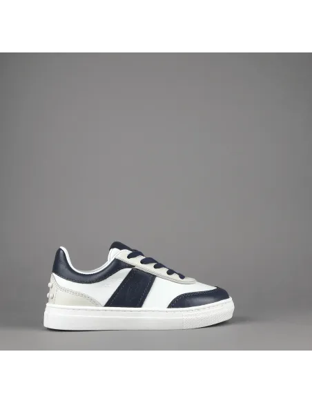 Tod's - - Sneakers Junior 06J Pelle Bianco/Blu Scuro Fascia Logata Prezzo 230,00