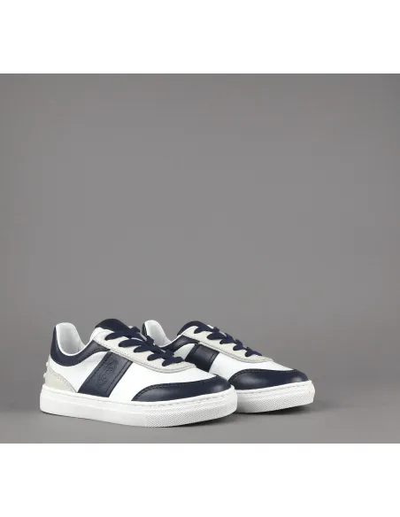 Tod's - - Sneakers Junior 06J Pelle Bianco/Blu Scuro Fascia Logata Prezzo 230,00