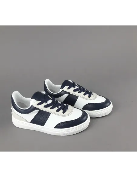 Tod's - - Sneakers Junior 06J Pelle Bianco/Blu Scuro Fascia Logata Prezzo 230,00