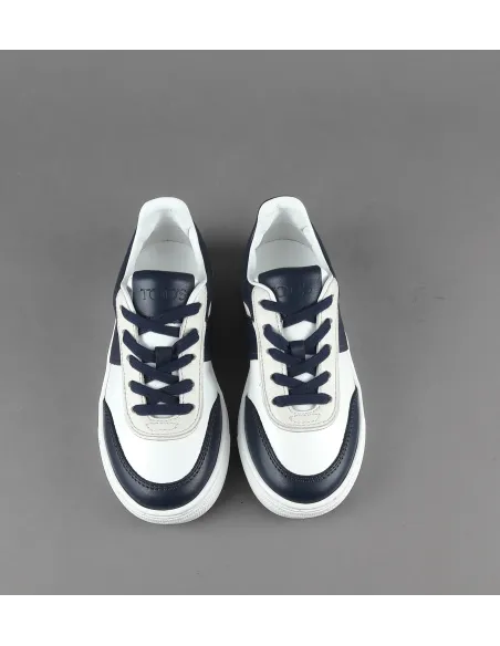 Tod's - - Sneakers Junior 06J Pelle Bianco/Blu Scuro Fascia Logata Prezzo 230,00