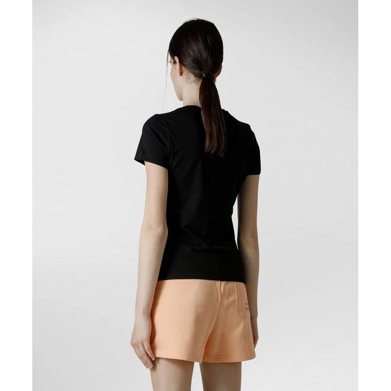 Peuterey T-Shirt Donna Jersey Di Cotone Stretch Nero Stampa Metal Lettering Prezzo 70,00