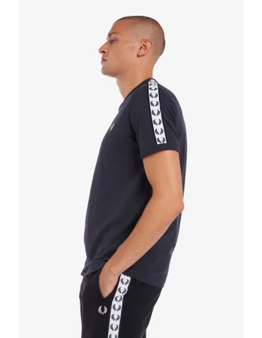 Fred Perry T-Shirt Uomo Ringer Cotone Blu Scuro Con Fettuccia Prezzo 68,00