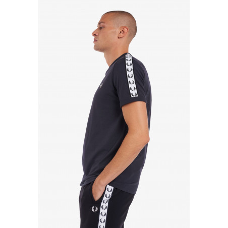 Fred Perry T-Shirt Uomo Ringer Cotone Blu Scuro Con Fettuccia Prezzo 68,00