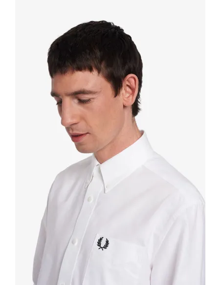 Fred Perry - - Camicia Uomo Cotone Oxford Bianco Button-Down Prezzo 150,00