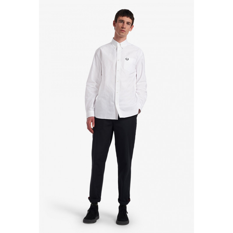 Fred Perry Camicia Uomo Cotone Oxford Bianco Button-Down Prezzo 150,00